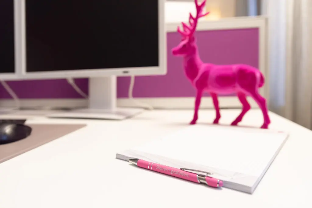 Pink Deer Mascot Maybe Showing Faded No Paper Pen